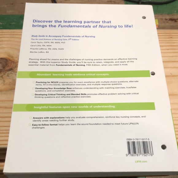 Study Guide for Fundamentals of Nursing - 5th Ed by Marilee Lebon (Paperback) - Picture 2 of 2